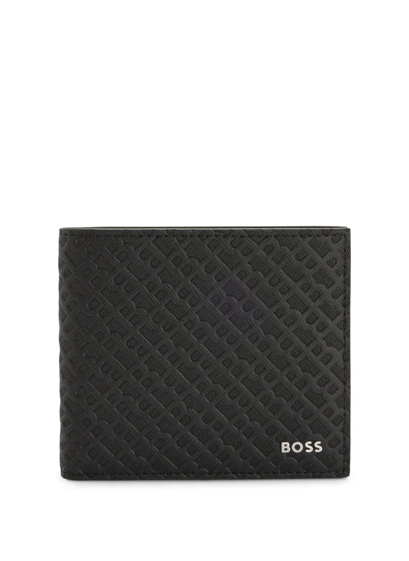BOSS Monogram-structure wallet with logo trim