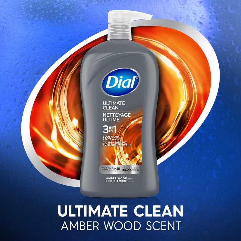 Dial Men 3in1 Body, Hair and Face Wash, Ultimate Clean, 32 Fl Oz - Image 2