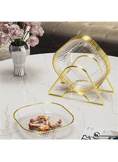 Hihonor Set of 8 Dessert Plates 6 Inch, Pinch Bowls for Cooking Prep, Reusable Plastic Plates with Gold Trim & Raised Edge, Small Plates for Appetizers Salad Snack, Cocktail Sandwich Plates  - Image 2