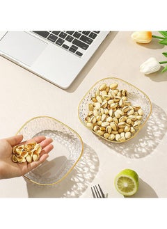 Hihonor Set of 8 Dessert Plates 6 Inch, Pinch Bowls for Cooking Prep, Reusable Plastic Plates with Gold Trim & Raised Edge, Small Plates for Appetizers Salad Snack, Cocktail Sandwich Plates  - Image 5