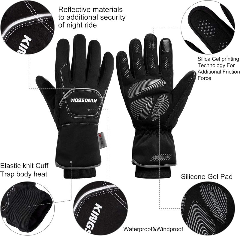 KINBOM -40F° Waterproof & Windproof Thermal Gloves - 3M Thinsulate Winter Touch Screen Warm Gloves - for Cycling,Riding,Running,Outdoor Sports - for Women and Men - Image 4