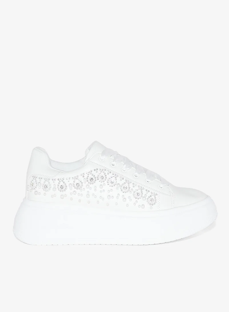 Ginger Rhinestone Pearl Detail Sneaker