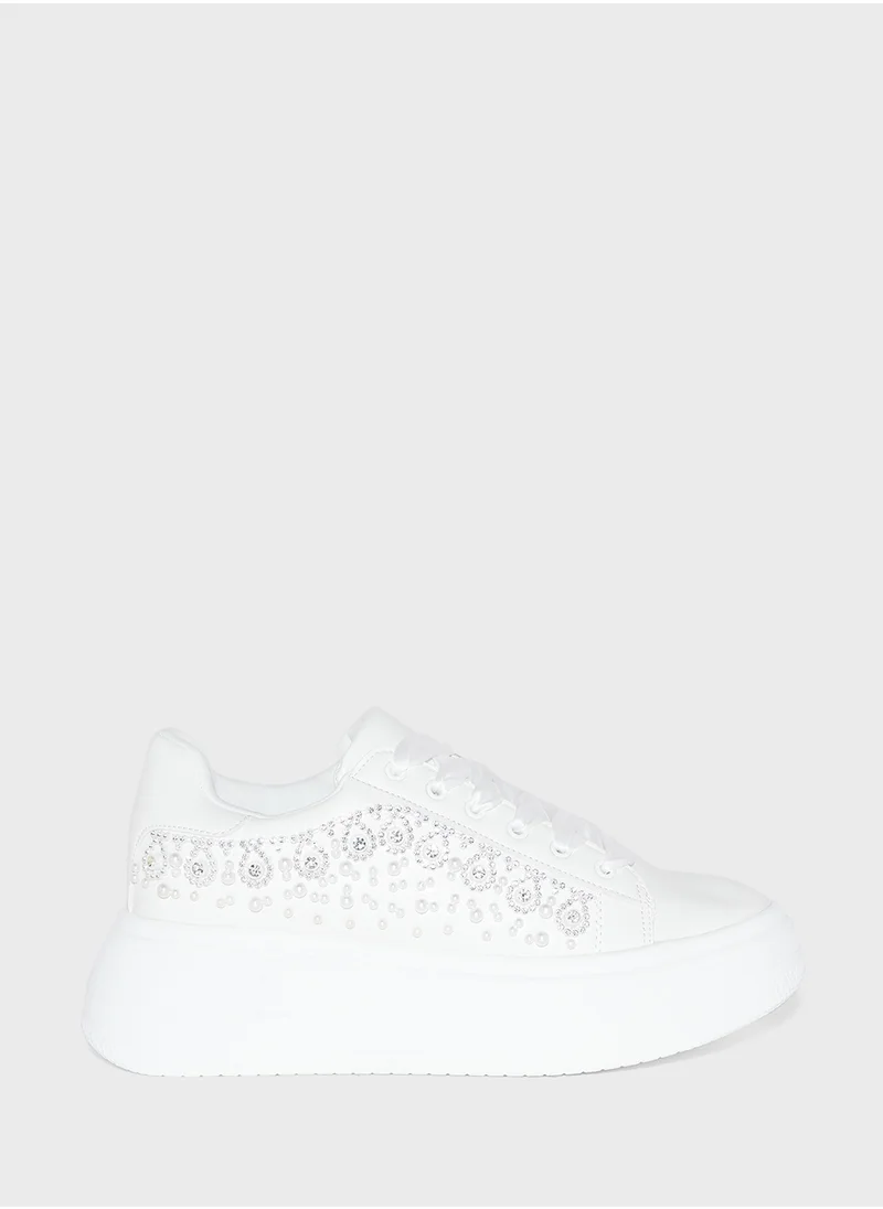 Ginger Rhinestone Pearl Detail Sneaker