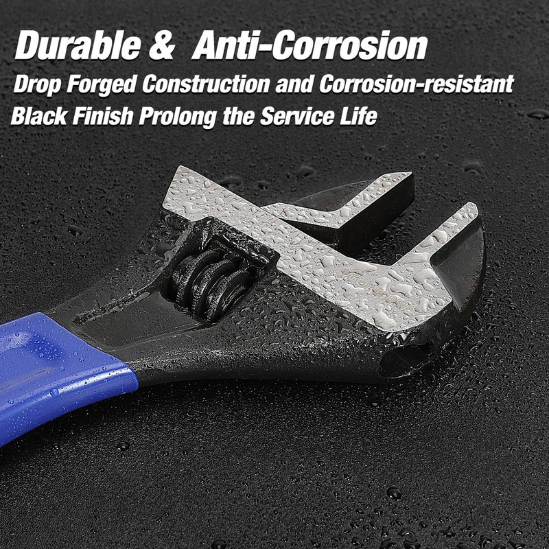 WORKPRO 2-Piece Adjustable Wrench Set, 6-Inch & 10-Inch Wide Jaw Black Oxide Wrench, Cr-V Steel, Metric & SAE Scales, Max Jaw Opening 15/16" & 1-5/16", for Home Repairs, Plumbing, Garage Work - Image 5