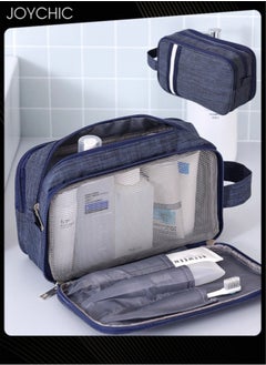 Joychic Dry and Wet Separation Large Capacity Cosmetic Bag for Women and Men Portable Waterproof Travel Business Trip Toiletry Bag Multi-purpose Storage Organizer Navy Blue  - Image 1