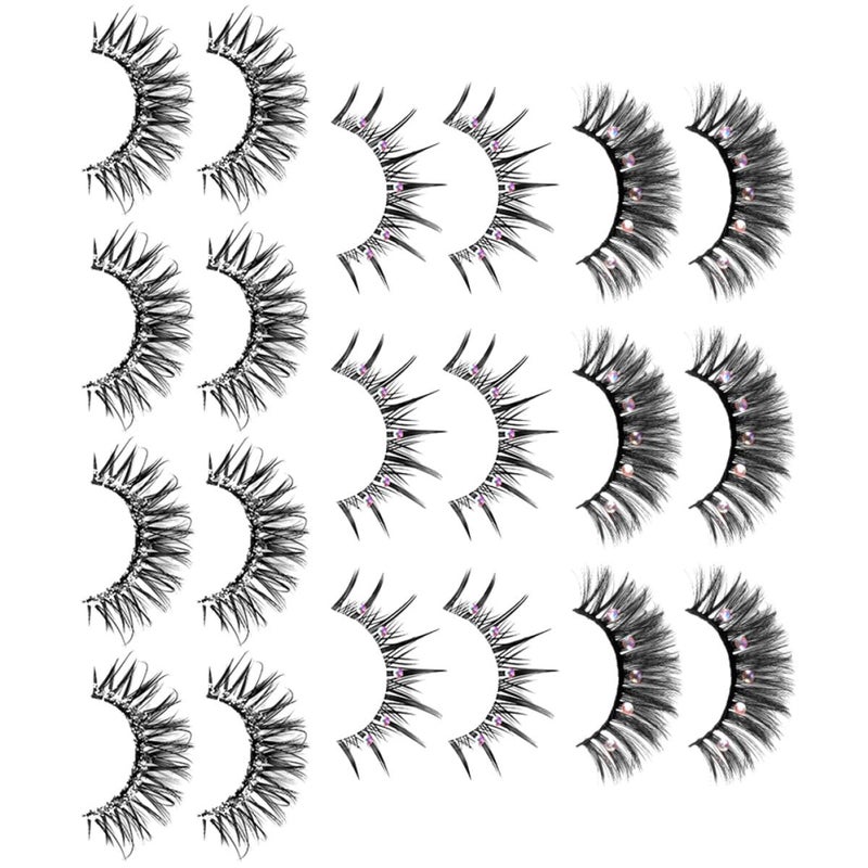 10 Pairs Natural Look Rhinestone False Eyelashes Voluminous Fake Lashes for Women Stage Performance Glamorous Eye Makeup - Image 1