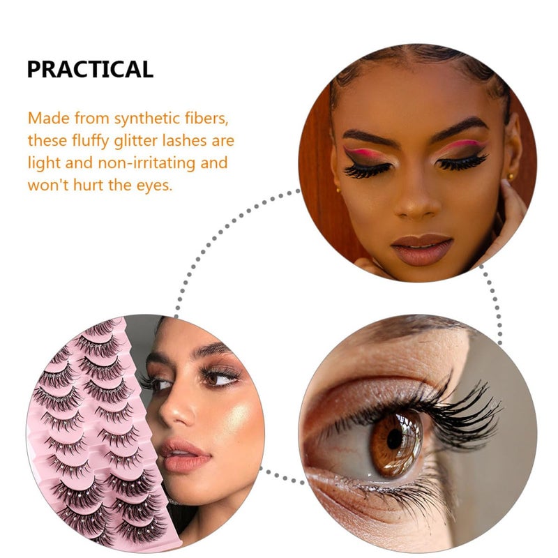 10 Pairs Natural Look Rhinestone False Eyelashes Voluminous Fake Lashes for Women Stage Performance Glamorous Eye Makeup - Image 5