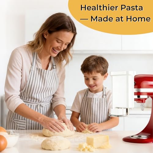 Jorivel 5-in-1 Durable Pasta Press Attachment Compatible with KitchenAid Stand Mixer, Pasta Extruder with 5 Interchangeable Plates and Brush | Makes Spaghetti, Bucatini, Fusilli, and Macaroni - Image 2