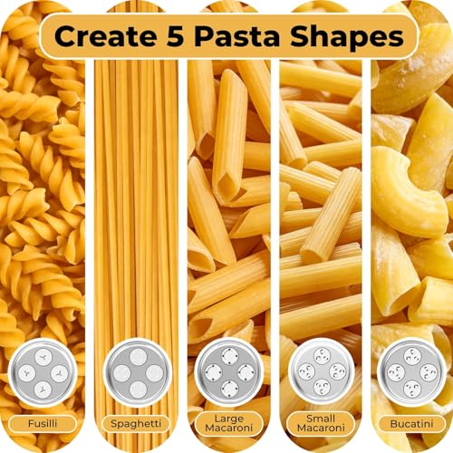 Jorivel 5-in-1 Durable Pasta Press Attachment Compatible with KitchenAid Stand Mixer, Pasta Extruder with 5 Interchangeable Plates and Brush | Makes Spaghetti, Bucatini, Fusilli, and Macaroni - Image 3