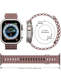 Color Fans Soft Silicone Ocean Sports Strap Compatible Apple Watch 41mm 40mm 38mm for Men Women, Adjustible Watch Band for Apple Watch SE/Series 9/8/7/6/5/4/3/2/1 - Smokey Mauve  - Image 5