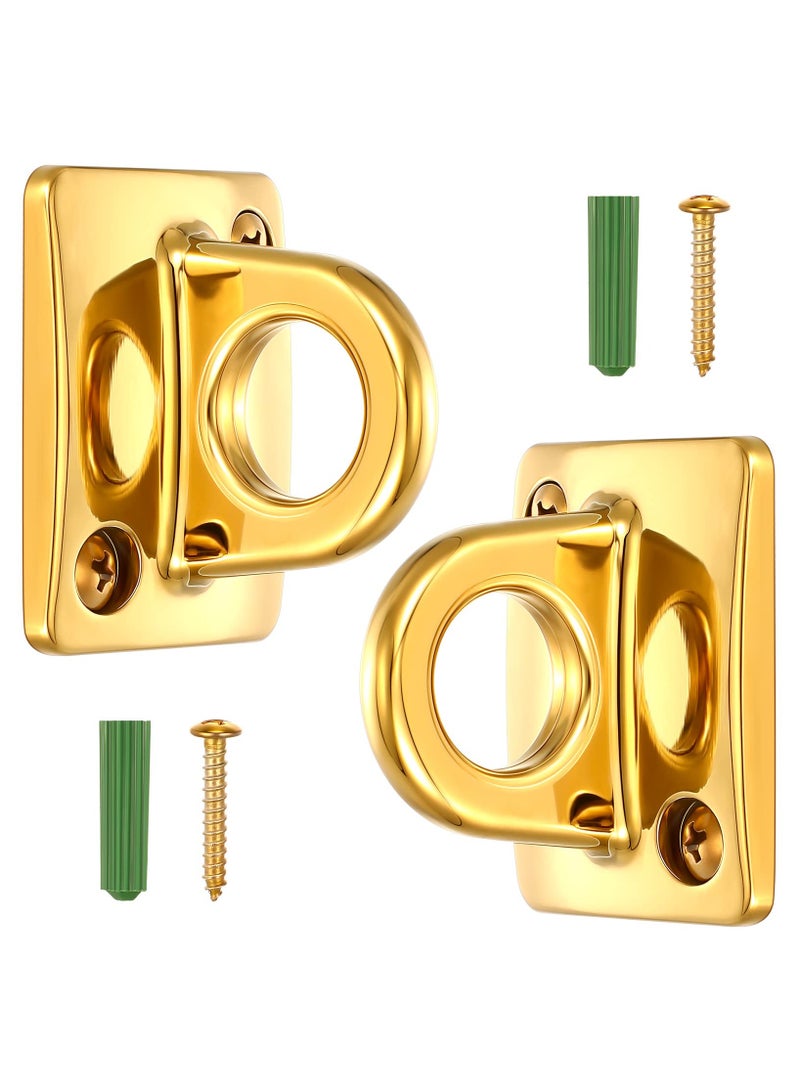 SYOSI 2 Pcs Gold Large Loop Wall Plate Metal Post, Queue Line Barrier Hanging Circle Hook, Rope Safety Barriers for Movie Theaters Grand Openings Auto Shows Hotels Velvet Stanchion VIP Rope Crowd Control  - Image 1