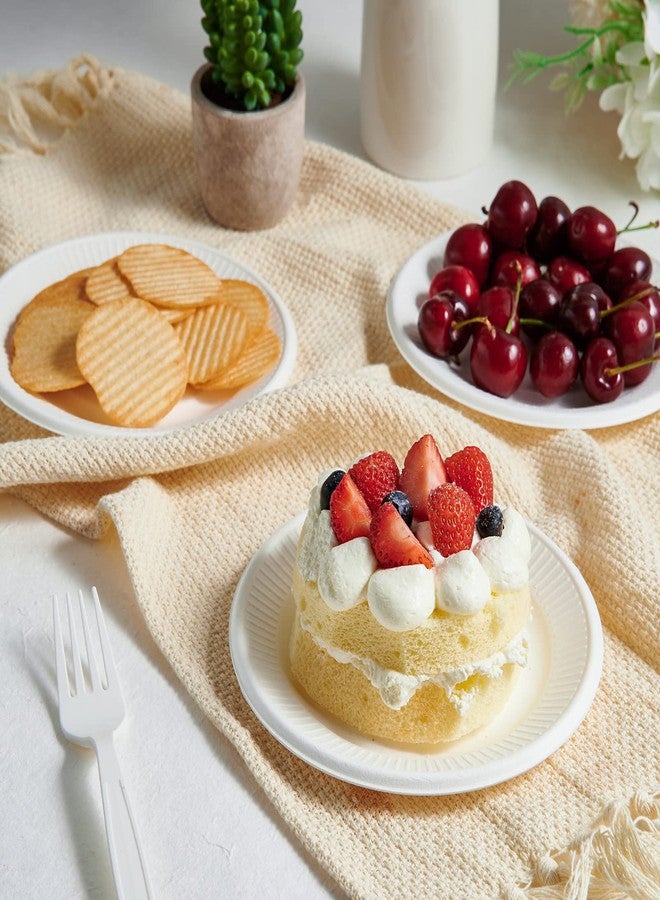 Vplus 100% Compostable Small Paper Plates, 300 Pack 6 Inch Disposable Paper Plates, Uncoated Biodegradable, Made of Sugar Cane Fibers, Perfect for Sandwich, Cake, and Snack - Image 2