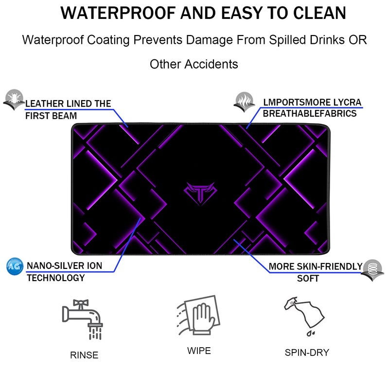 TEDNETGO Large Extended Gaming Mouse Pad, Long Mouse Pads, Extra Large Big Mouse Pad with Stitched Edge, XXL Non-Slip Computer Computer Keyboard Mat for Gamer/Desktop/Office/Home, Purple - Image 4