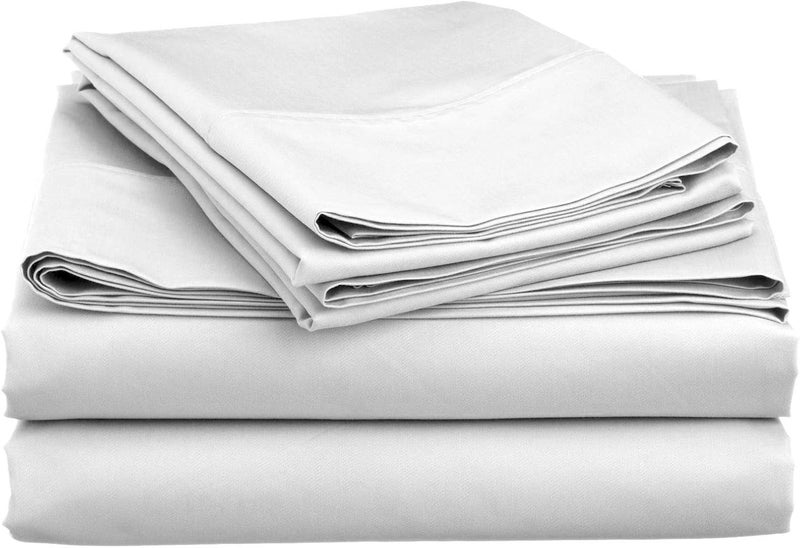 Luxury 300Tc Cotton Satin Bed Sheet Set, White, King Size - Image 2