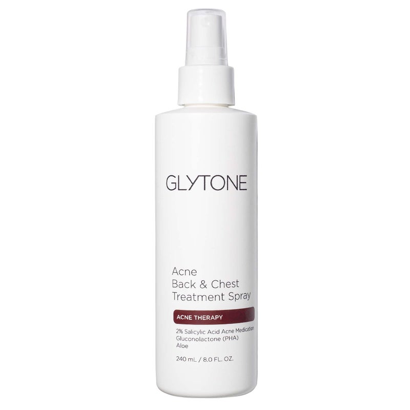 Glytone Chest  Back Acne Treatment Spray  2 BHA Salicylic Acid with Gluconolactone  Body Acne Treatment for Bacne  Blackheads  QuickDry  FragranceFree Spray for Normal to Oily Skin  8 fl oz