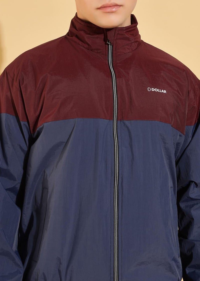 Dollar Men's Polyester Colourblock Windcheater Jacket With Side Pockets, Wine-Blue - XX-Large - Image 4