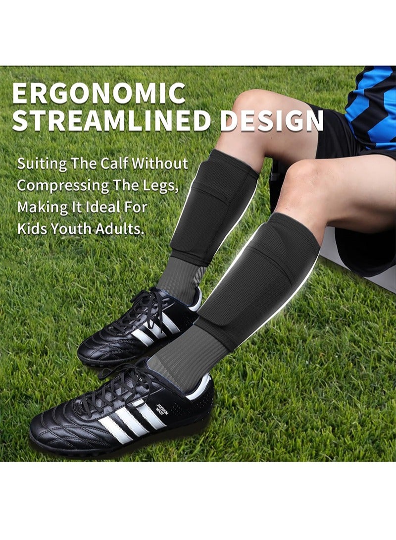 Aikanbo Lightweight Soccer Equipment Four Piece Set,Skidproof Soccer Socks,Protective Soccer Shin Pads L Size and Sleeves with Optimized Insert Pocket,Calf Protective Gear,Calf Compression Socks For Soccer Football Sports Adjustable Shin Guard Straps - Image 4