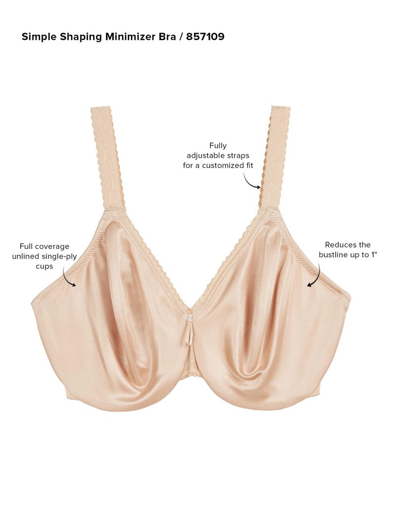 Wacoal Women's Simple Shaping Unlined Full Coverage Minimizer Bra, 857109, Black, 36D - Image 3