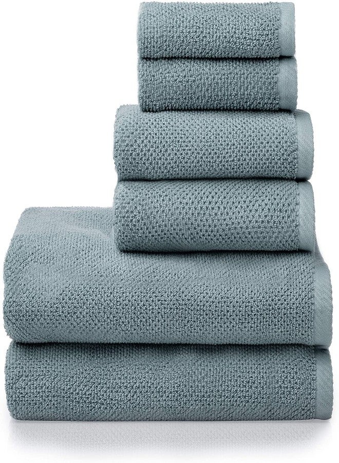 Simpli-Magic 79458 Popcorn Textured Bath Towels Set, 2 Bath Towels, 2 Hand Towels, 2 Washcloths, 6 Pieces, Blue - Image 1