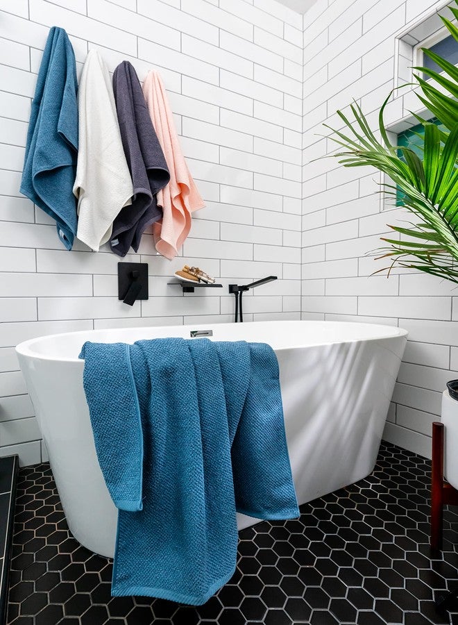 Simpli-Magic 79458 Popcorn Textured Bath Towels Set, 2 Bath Towels, 2 Hand Towels, 2 Washcloths, 6 Pieces, Blue - Image 2