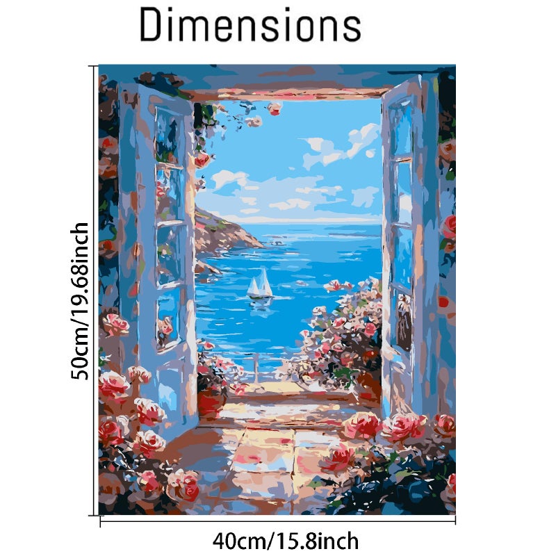 YarnMate Scenery Paint by Numbers for Adults,Landscape Beach Paint by Number for Adults Beginner,Easy Acrylic Paint by Number on Canvas for Relax and Home Wall Decor 16X20 Inch (Without Frame) - Image 2