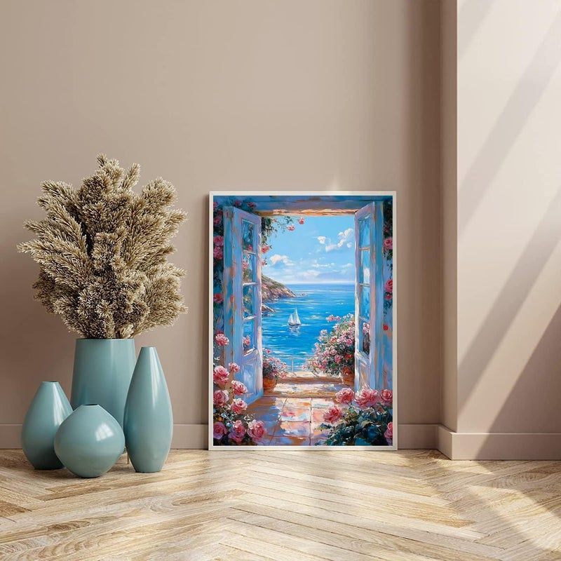 YarnMate Scenery Paint by Numbers for Adults,Landscape Beach Paint by Number for Adults Beginner,Easy Acrylic Paint by Number on Canvas for Relax and Home Wall Decor 16X20 Inch (Without Frame) - Image 3