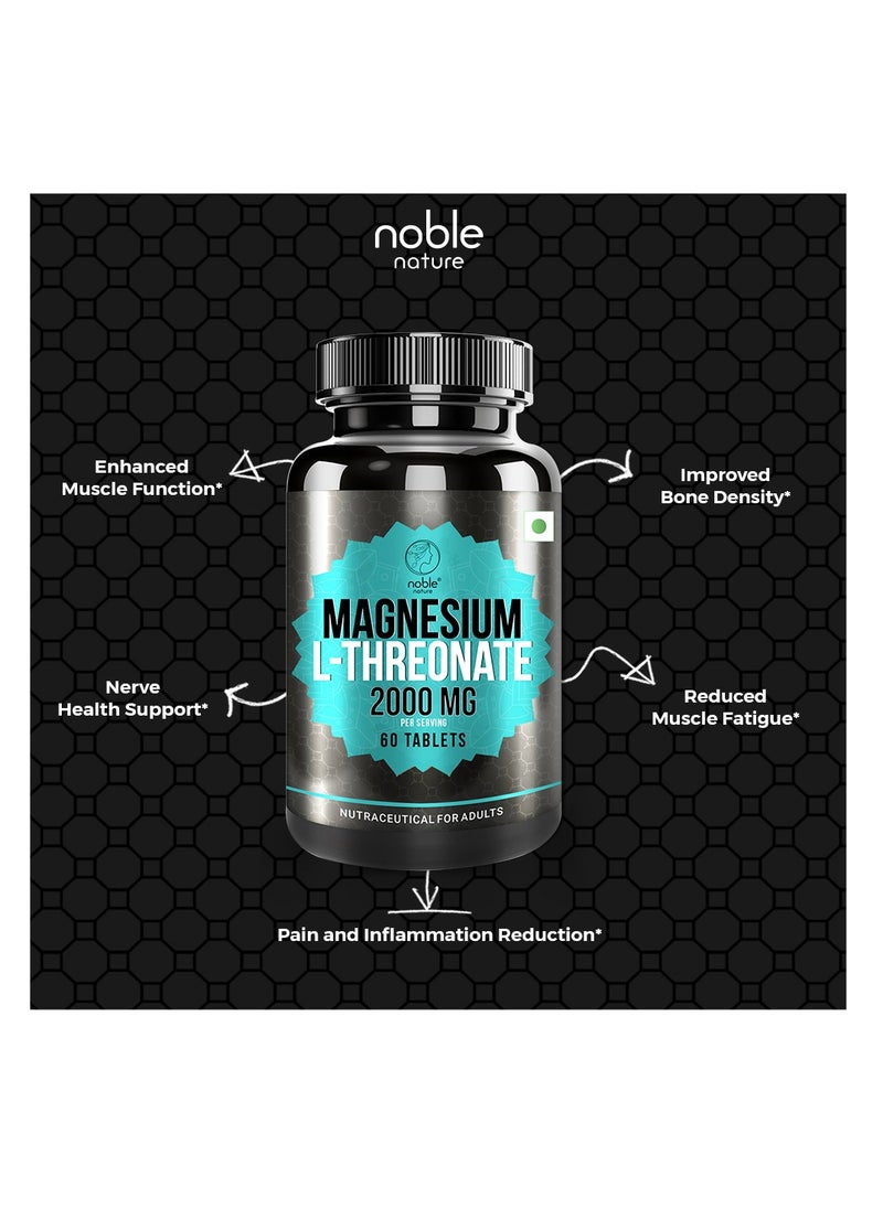 noble nature - Noble Nature Magnesium L-Threonate - 60 tablets - 2000 mg per serving - Supports Bone, Muscle and Nerve Health - Image 1