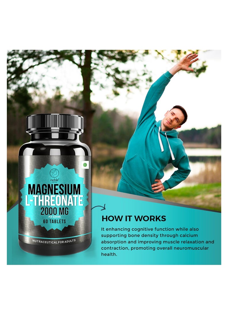 noble nature - Noble Nature Magnesium L-Threonate - 60 tablets - 2000 mg per serving - Supports Bone, Muscle and Nerve Health - Image 1