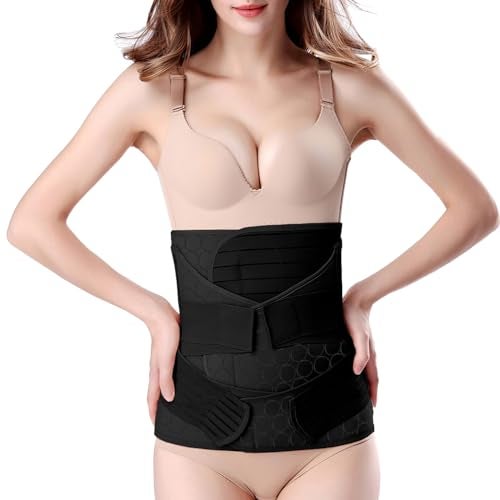 Chongerfei 3 in 1 Postpartum Belly Band Postpartum Belly Support Recovery Wrap After Birth Brace Slimming Girdles Body Shaper Waist Shapewear Post Surgery Pregnancy Belly Support Band XXL Black - Image 2