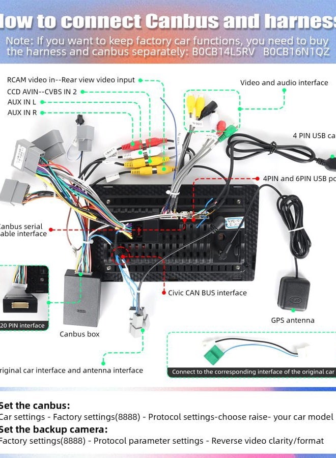 SIXWIN canbus for 2016-2020 Honda Civic Android car Radio Need to Buy with The Harness: B0CB14L5RV - Image 2