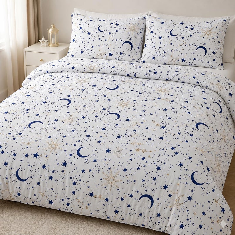 Star and Moon Duvet Cover Set with 2 Pillow 220x240cm