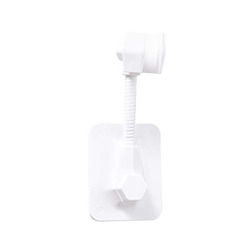 Emoh Adhesive Shower Head Holder 360 Wall Mount White Plastic Easy Install No Drill Universal Fit - Image 1