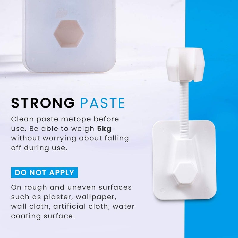 Emoh Adhesive Shower Head Holder 360 Wall Mount White Plastic Easy Install No Drill Universal Fit - Image 5