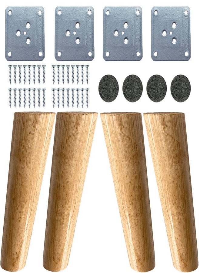 KITEVICH 4PACK Solid Wood Furniture Legs 6 Inch Sofa Legs, Replacement Legs Mid Century Modern Legs for Couch End Table TV Stand Bed Dresser Cabinet, Accessorizes Included - Image 1