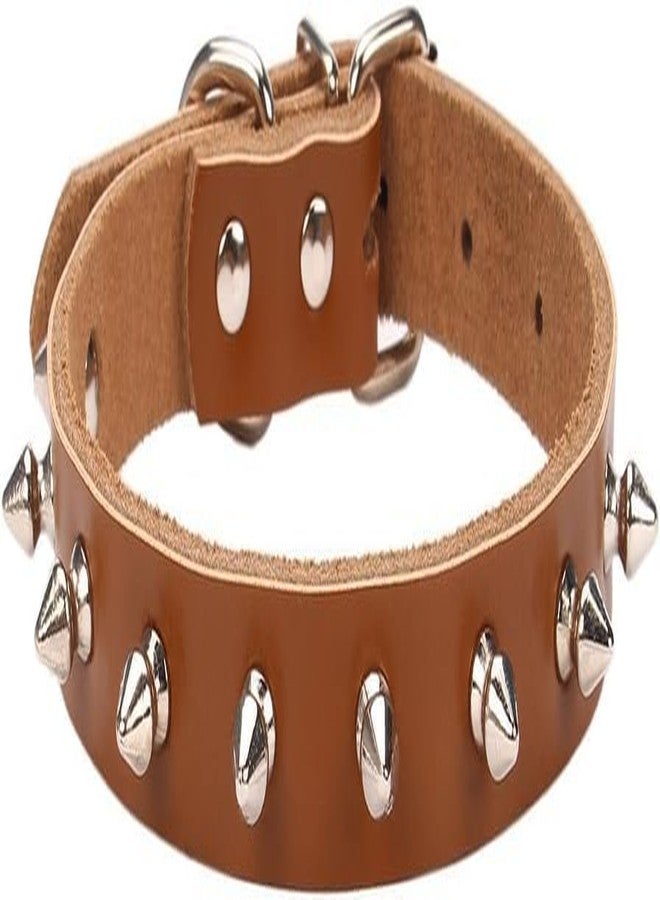 KittuPet طوق كلاب مرصع بالمسامير من KittuPet، طوق صغير مرصع بالمسامير للكلاب والقطط، طوق مرصع بالمسامير قابل للتعديل للجراء، بني، مقاس 20-25 سم - Image 2