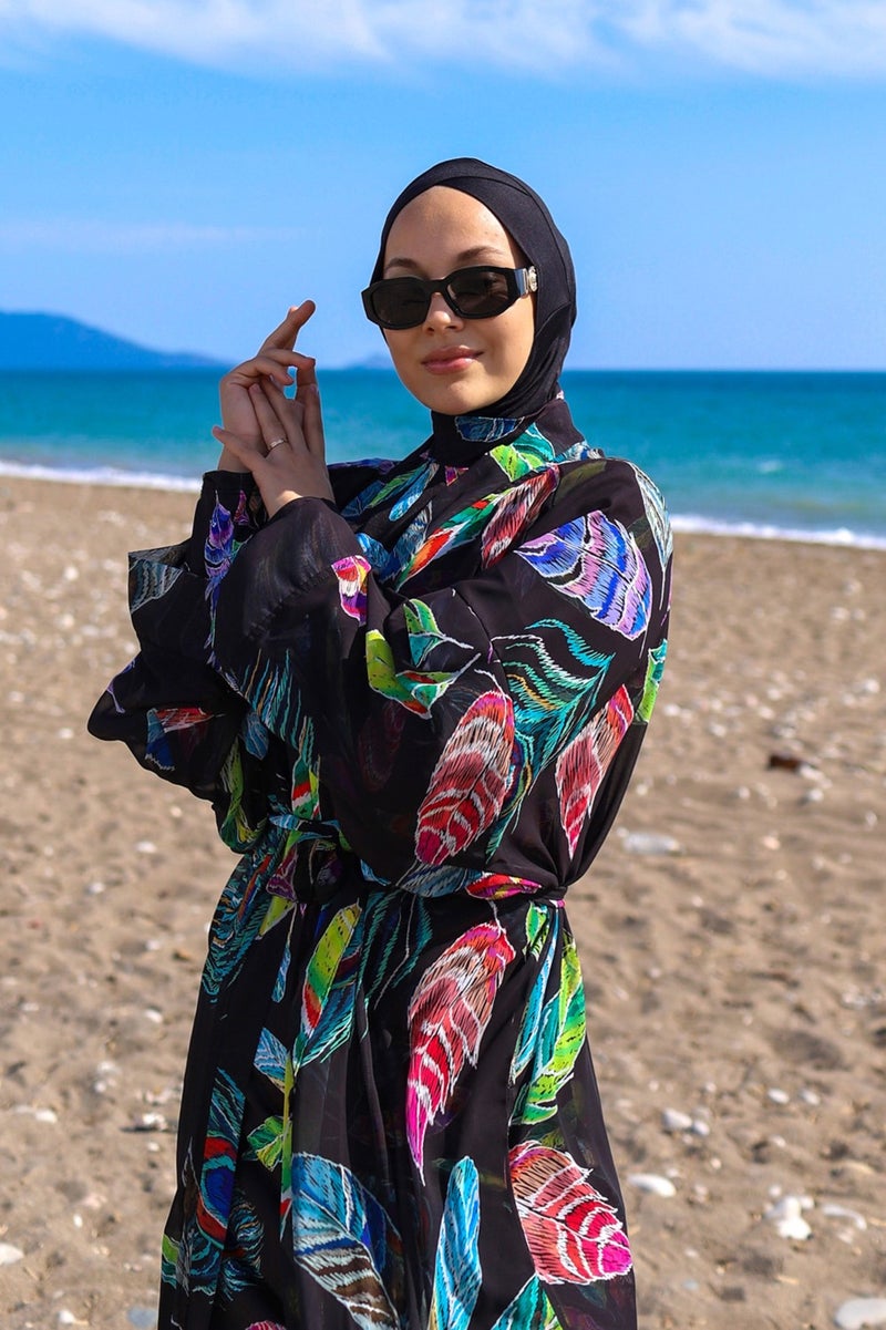 Remsa Mayo Remsa Swimsuit Remsa Modest Swimsuit Over Single Kaftan Kimono Pareo RP004C Green Peacock - Image 2