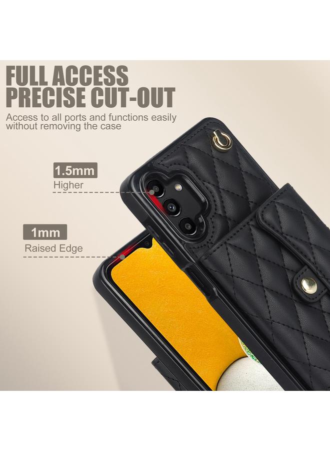 S-TOP Case For Samsung Galaxy A13 4G/5G Crossbody Rhombic Horizontal Wallet Leather Phone Case - Image 4
