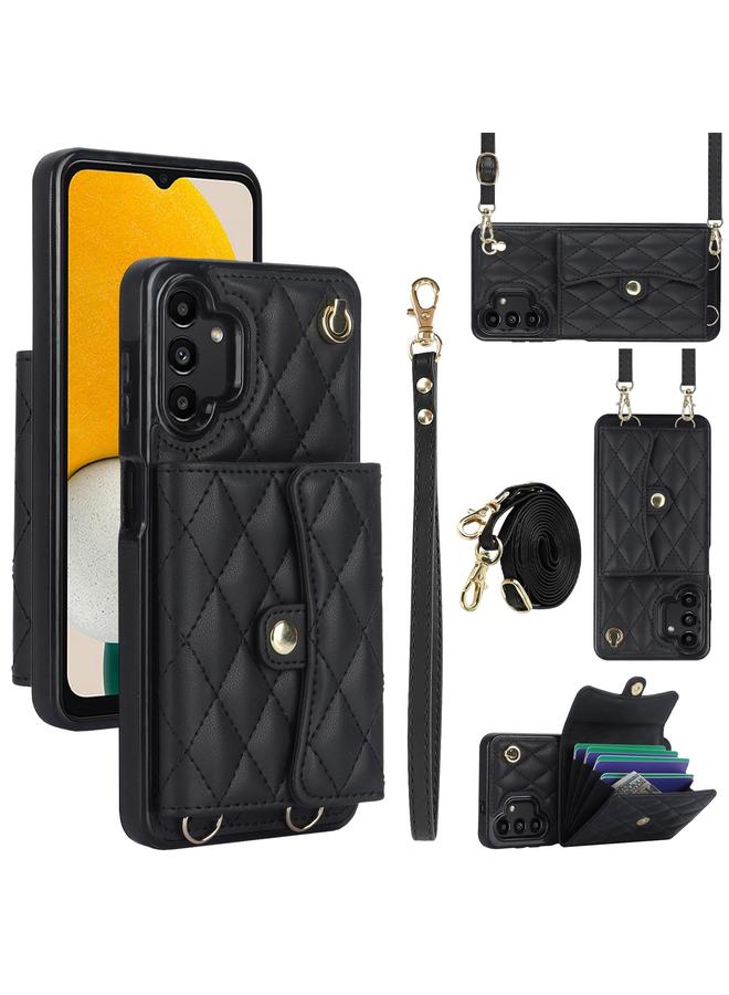 S-TOP Case For Samsung Galaxy A13 4G/5G Crossbody Rhombic Horizontal Wallet Leather Phone Case - Image 1