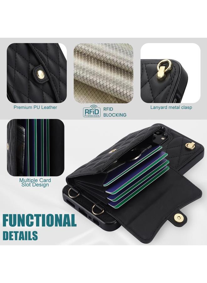 S-TOP Case For Samsung Galaxy A13 4G/5G Crossbody Rhombic Horizontal Wallet Leather Phone Case - Image 5