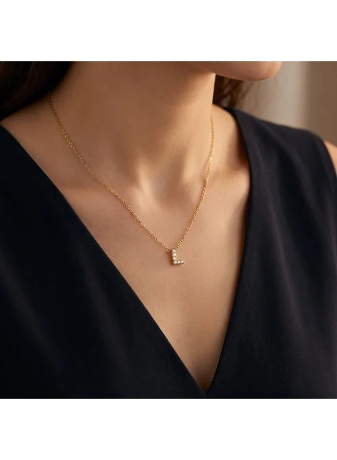 Rovaux  Letter L  Initial Pendant Necklace 18k Gold Plated for Women | Best Price UAE