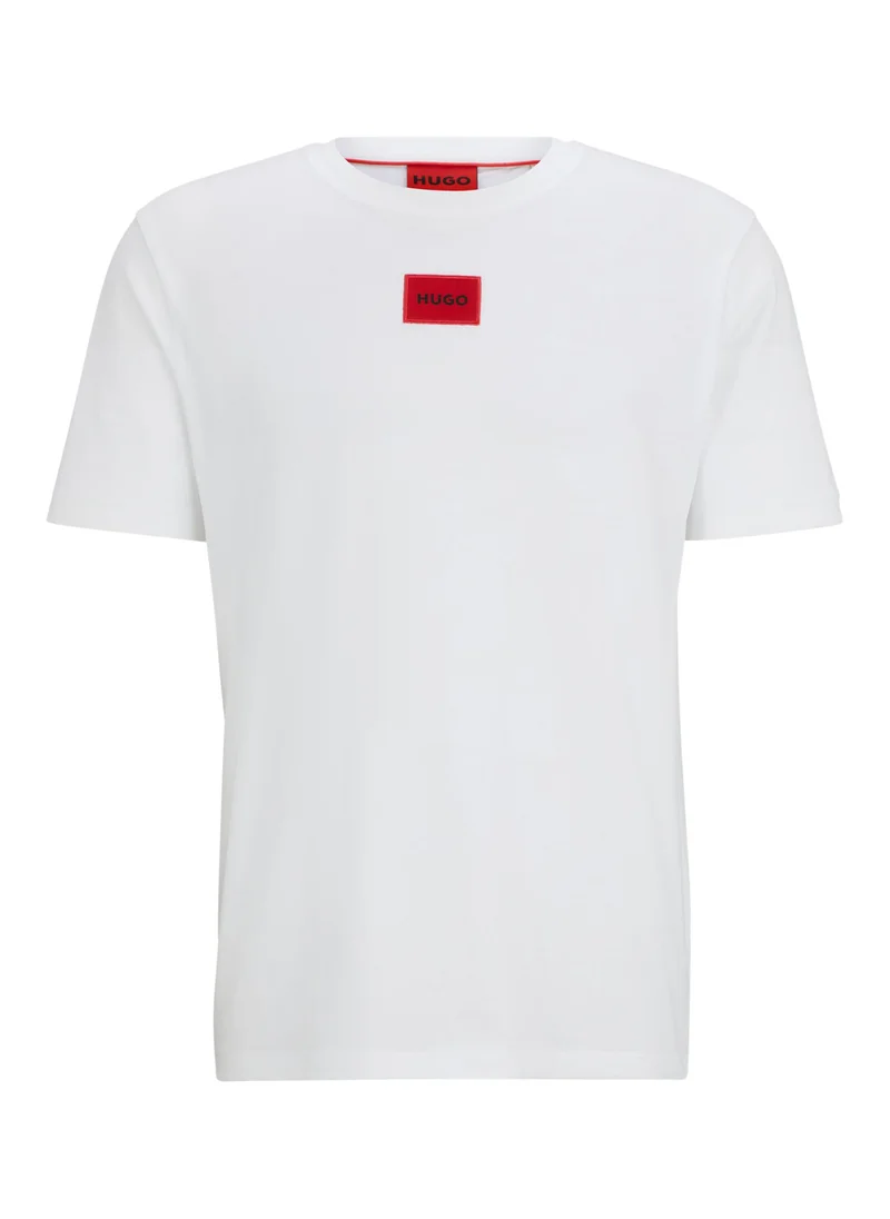 HUGO Cotton T-shirt with red logo label