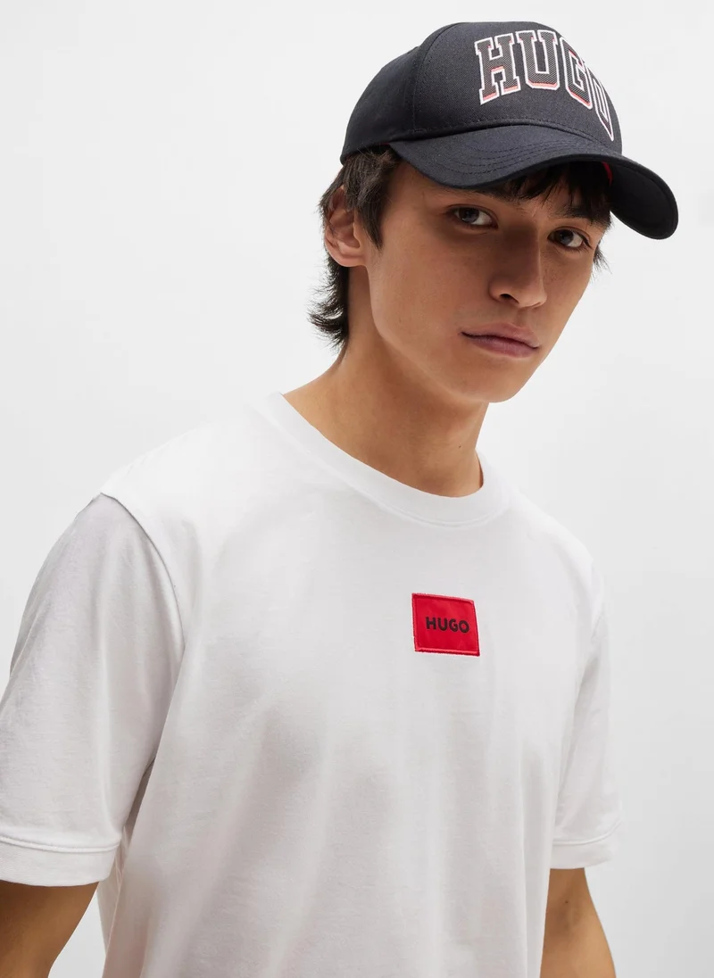 HUGO White Cotton-jersey T-shirt with logo label for Men | Best Price UAE