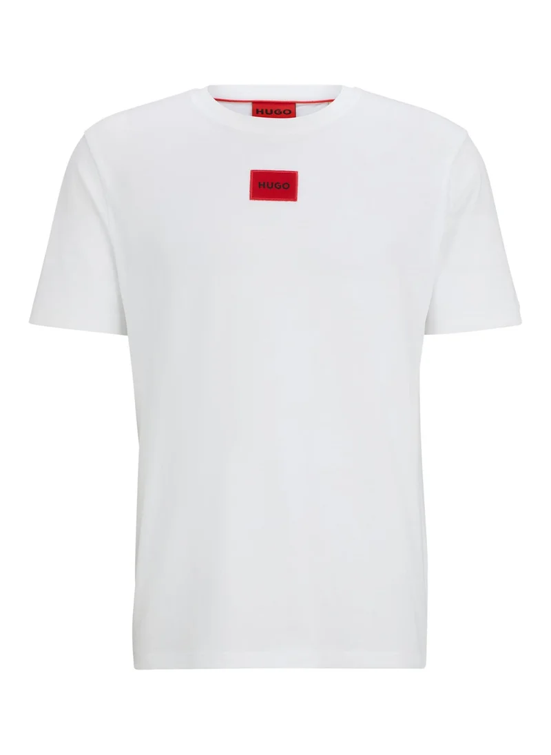 HUGO White Cotton-jersey T-shirt with logo label for Men | Best Price UAE