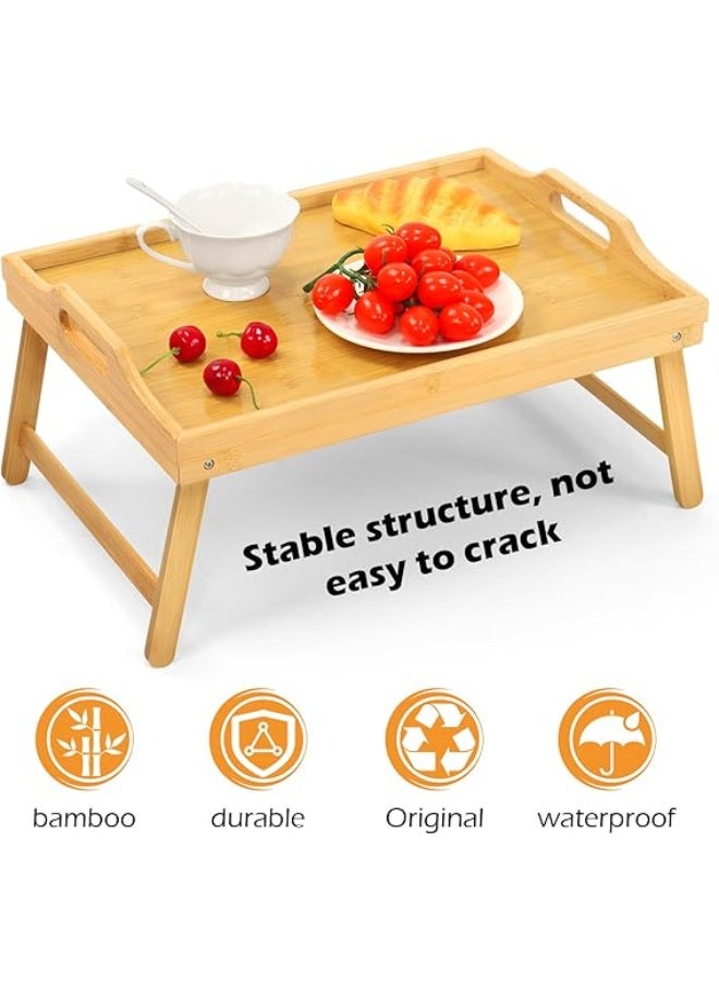 صينية فطور من الخيزران بأرجل مطوية وحامل الهاتف، 1 عبوة - Image 5