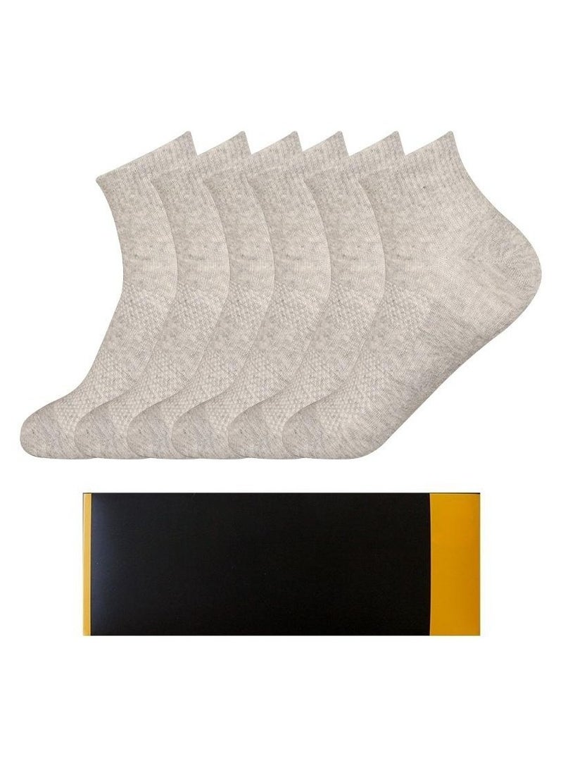 6 Pairs Of Boxed Men's Solid Color Business Style Minimalist Breathable Socks 