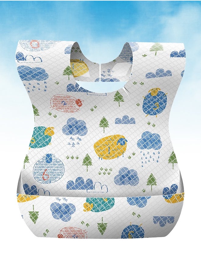 Cute 'n' Cuddle 50 Pcs Disposable Bibs For Babies Sheep Pattern  Individual pack, Travel Bibs For Babies, Food Catcher And Leak Proof, Sticky Snap Closure  - Image 1
