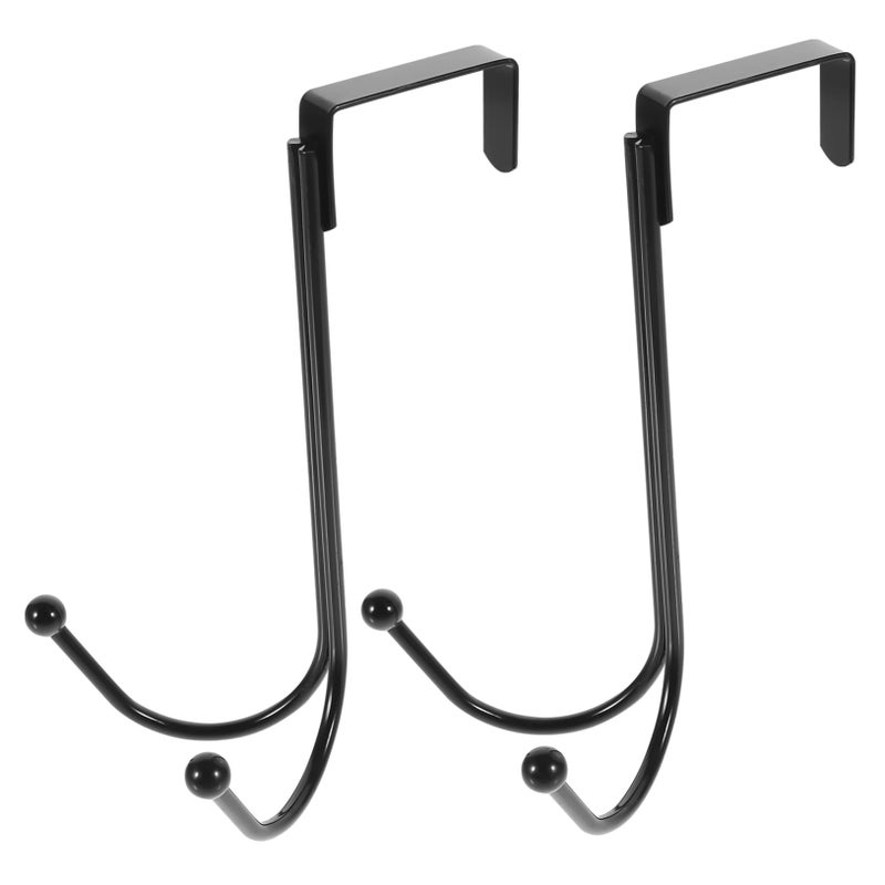 2Pcs Black Over Door Hooks Wall Hangers For Coats Hats Clothes Organizer Storage Space Saving - Image 2