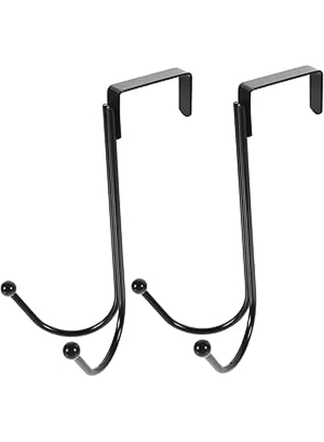 2Pcs Black Over Door Hooks Wall Hangers For Coats Hats Clothes Organizer Storage Space Saving - Image 1