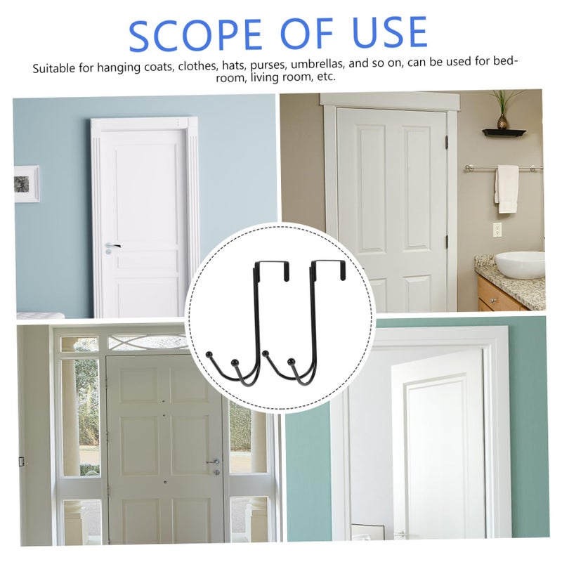 2Pcs Black Over Door Hooks Wall Hangers For Coats Hats Clothes Organizer Storage Space Saving - Image 5