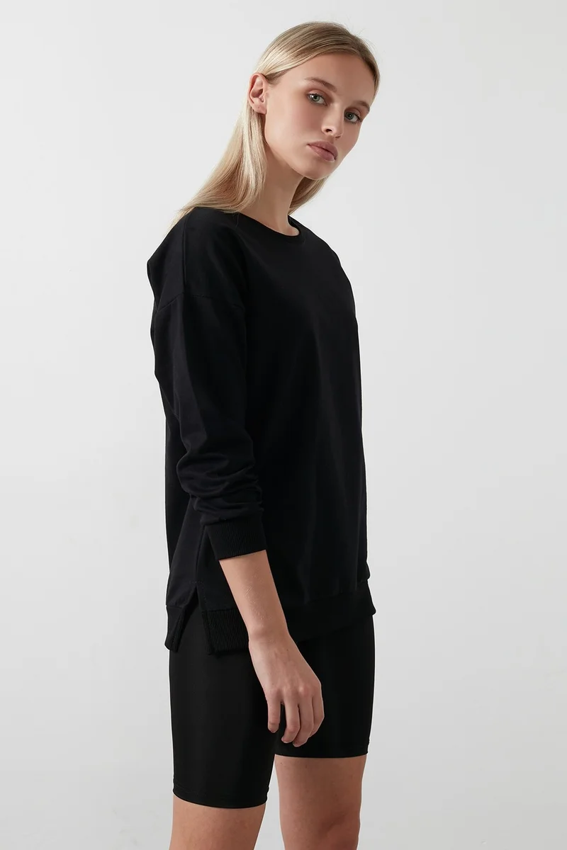 Lela Cotton Crew Neck Basic Knitted Women's Sweat 5863569